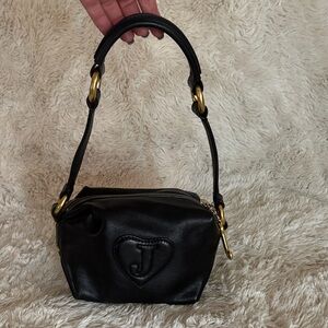 Black Leather Juciy Handbag with Gold Accents
